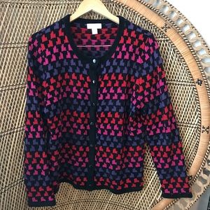 Vintage Color Block Button Up Sweater